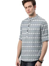 Men's Printed Spread Collar Casual Shirt Grey & White