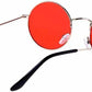 Unisex Red Silver Round Sunglass